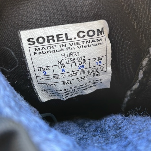 SOREL Kids Flurry Winter Boot Black/Gray/Red Size 9 - Picture 9 of 9